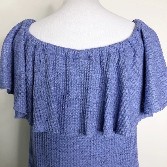 Lularoe Cici Dress Off The Shoulder Periwinkle Blue Waffle Knit Sz. L - Picture 3 of 10